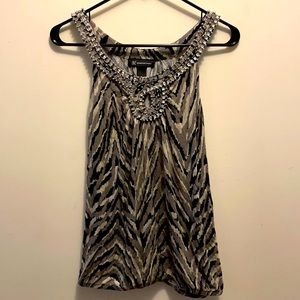 INC black/gray zebra stripe tank top